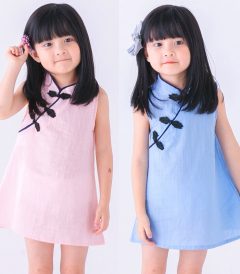 2022-Summer-New-Girls-Plain-Cotton-and-Linen-Cheongsam-Children-s-Clothing-Korean-Dress-Children-s